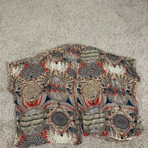 Umgee Multicolor Floral Boho Print Top with Red, Blue, Yellow and Brown Accents